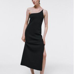 Massimo Dutti Knit Dress with Asymmetric Neckline - Size XS